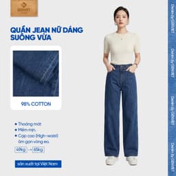 Quần jeans nữ dáng suông vừa GENVIET JEANS chất vải mềm mịn thấm hút tốt phong cách basic dễ phối đồ 9177 2