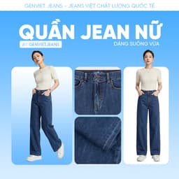 Quần jeans nữ dáng suông vừa GENVIET JEANS chất vải mềm mịn thấm hút tốt phong cách basic dễ phối đồ 9177 3