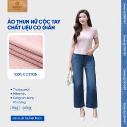 [DEAL HÈ] Áo baby tee thun nữ cộc tay GENVIET JEANS chất cotton ôm vừa cổ tròn tôn dáng che khuyết điểm 9225 2