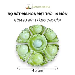 Bộ Bát Đĩa Hoa Mặt Trời 15 Món Gốm Sứ Bát Tràng, Set Chén Đĩa Gốm Sứ Sang Trọng Decor Bàn Ăn, Quà Tặng Tân Gia 5