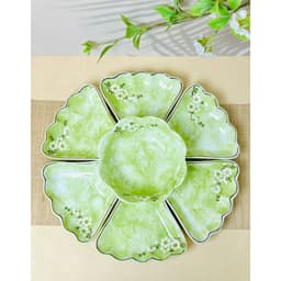 Bộ Bát Đĩa Hoa Mặt Trời 15 Món Gốm Sứ Bát Tràng, Set Chén Đĩa Gốm Sứ Sang Trọng Decor Bàn Ăn, Quà Tặng Tân Gia 8