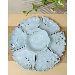 Bộ Bát Đĩa Hoa Mặt Trời 15 Món Gốm Sứ Bát Tràng, Set Chén Đĩa Gốm Sứ Sang Trọng Decor Bàn Ăn, Quà Tặng Tân Gia 6