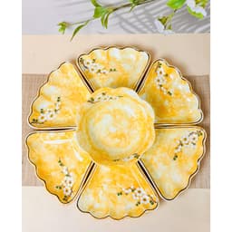 Bộ Bát Đĩa Hoa Mặt Trời 15 Món Gốm Sứ Bát Tràng, Set Chén Đĩa Gốm Sứ Sang Trọng Decor Bàn Ăn, Quà Tặng Tân Gia 7