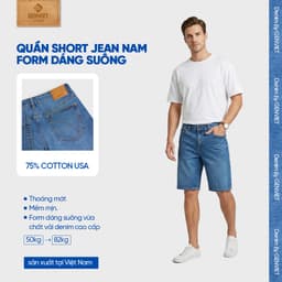 [DEAL MỞ BÁN] Quần short ngố jeans nam dáng suông vừa GENVIET JEANS dày dặn đứng form tôn dáng dễ phối đồ 8984 2
