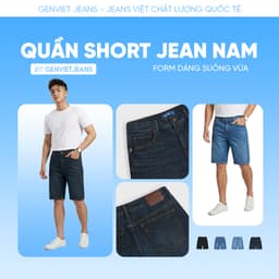 [DEAL MỞ BÁN] Quần short ngố jeans nam dáng suông vừa GENVIET JEANS dày dặn đứng form tôn dáng dễ phối đồ 8984 3