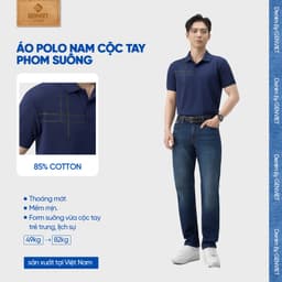 Áo polo nam cộc tay dáng suông vừa GENVIET JEANS chất thun lạnh co giãn thoải mái basic 9204 2
