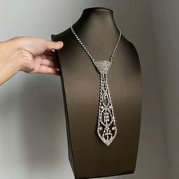 Dây Chuyền Vòng Cổ Cà Vạt Đính Đá Lấp Lánh Phong Cách Âu Mỹ Sang Trọng, Choker Ngọc Trai Dự Tiệc Sành Điệu Cho Nữ 2
