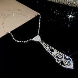 Dây Chuyền Vòng Cổ Cà Vạt Đính Đá Lấp Lánh Phong Cách Âu Mỹ Sang Trọng, Choker Ngọc Trai Dự Tiệc Sành Điệu Cho Nữ 4