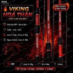 Cần Câu Lure Viking Hỏa Thần 1m65–2m1 FRP Siêu Bền – Máy Đứng & Máy Ngang – Tải Cá 3–5Kg, Lure 5–10g 1