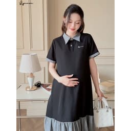 [NEW] LYMMOM - Váy Bầu Công Sở, Đầm Bầu Xinh Thiết Kế Cổ Polo Form Đuôi Cá Mềm Mát Đi Chơi Làm VB214 5