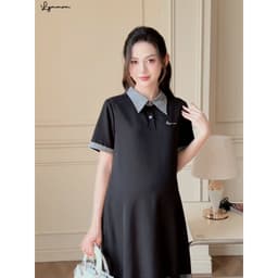 [NEW] LYMMOM - Váy Bầu Công Sở, Đầm Bầu Xinh Thiết Kế Cổ Polo Form Đuôi Cá Mềm Mát Đi Chơi Làm VB214 4