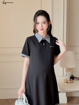 [NEW] LYMMOM - Váy Bầu Công Sở, Đầm Bầu Xinh Thiết Kế Cổ Polo Form Đuôi Cá Mềm Mát Đi Chơi Làm VB214 16