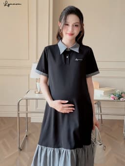 [NEW] LYMMOM - Váy Bầu Công Sở, Đầm Bầu Xinh Thiết Kế Cổ Polo Form Đuôi Cá Mềm Mát Đi Chơi Làm VB214 14