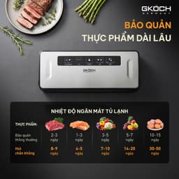 Máy Hút Chân Không GKÖCH VS5216 Serie 6 AirLock Seal, Ray Hàn 30cm, Nhiều Chế Độ Hút- Tặng 10 túi 3