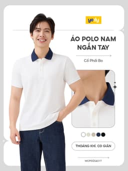 Áo Polo Nam YODY nam tay ngắn vải phối cổ bẻ thoáng mát mềm mịn không nhàu MCPO26A085 1