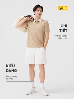 Áo Polo Nam YODY nam tay ngắn vải phối cổ bẻ thoáng mát mềm mịn không nhàu MCPO26A085 2