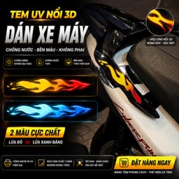 Tem Lửa 🔥dán xe máy, xe điện ,lattop,nón bảo hiểm ,Tem nổi 3D chống nước, chống xước 1