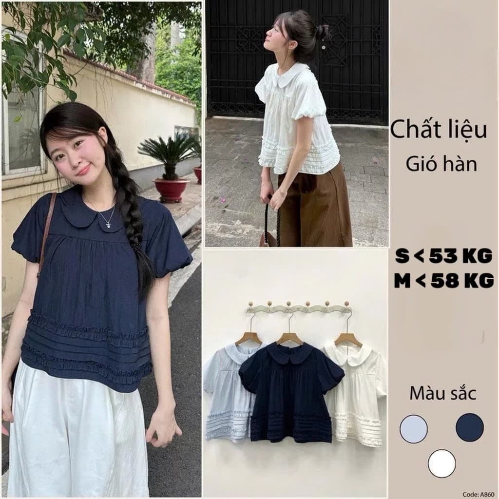 [Peinn] Áo Cổ Sen Tay Bồng Bèo Dưới Xếp Ly 12 THÁNG SÁU CLOTHING MA860