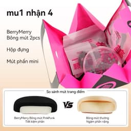 Bông mút PinkPunk 3pcs bông mút tán kem nền mút trang điểm sử dụng ướt và khô đa năng với hộp đựng 5