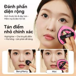 Bông mút PinkPunk 3pcs bông mút tán kem nền mút trang điểm sử dụng ướt và khô đa năng với hộp đựng 6