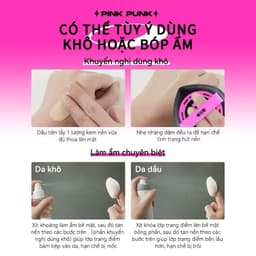 Bông mút PinkPunk 3pcs bông mút tán kem nền mút trang điểm sử dụng ướt và khô đa năng với hộp đựng 4