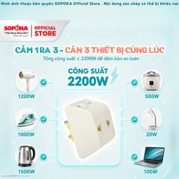Ổ cắm Chia 3 Cửa SOPOKA P11 Chịu Tải 2200W, Dùng Cho thiết bị điện gia đình, Máy Tính, Ti Vi, Tủ Lạnh,..  LP 8