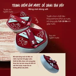 Bộ 11 Bông Mút Trang Điểm Amortals Cherry All In – Bộ Mút Makeup Đầy Đủ Khô & Ướt, Tán Nền Mịn Căng Bóng, Dễ Dùng 5