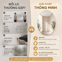 Gương Dán Tường Tự Dính Oval, Không Vỡ An Toàn, Gương Soi Trang Điểm Decor Nhà Tắm 3