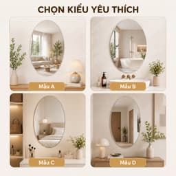 Gương Dán Tường Tự Dính Oval, Không Vỡ An Toàn, Gương Soi Trang Điểm Decor Nhà Tắm 9