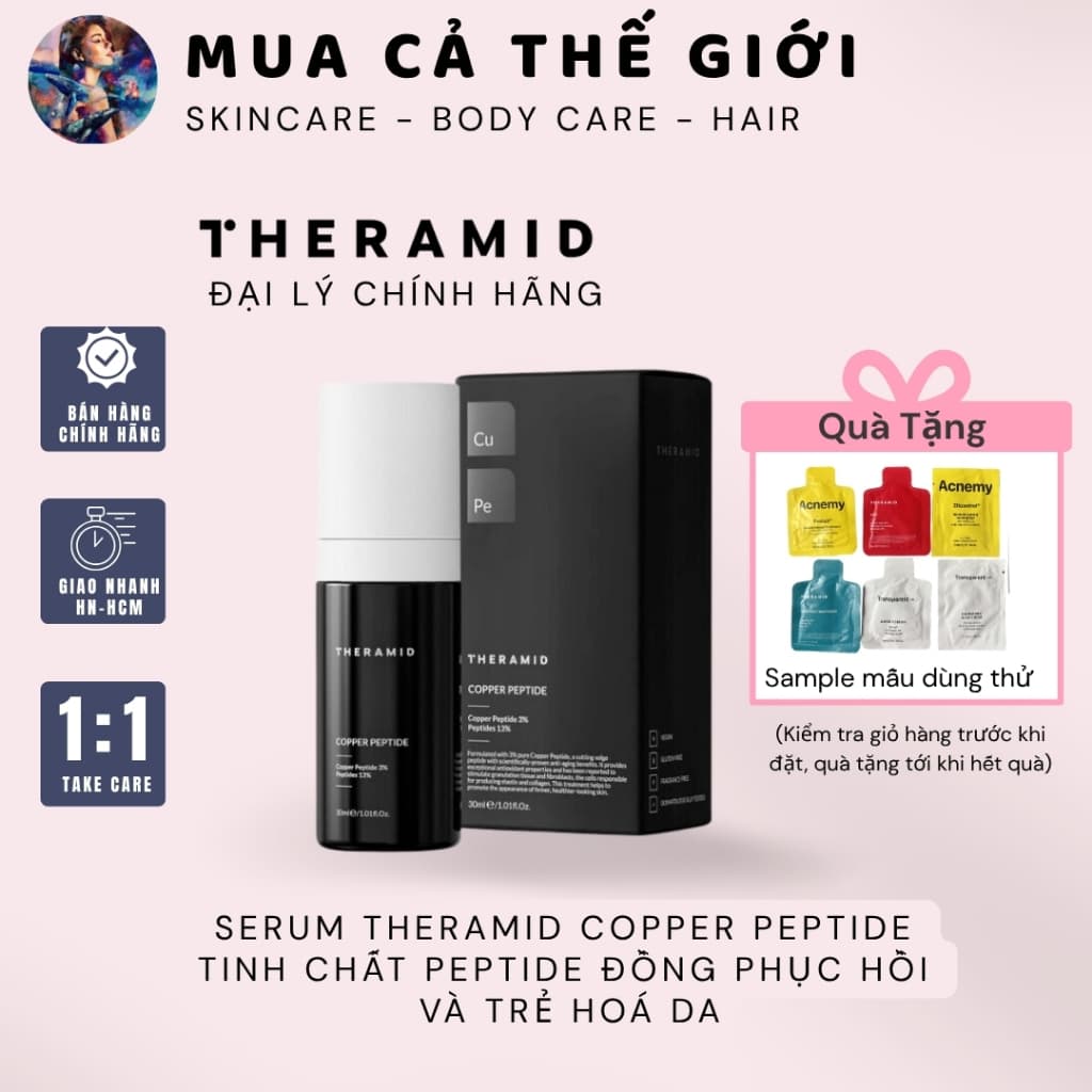 [HÀNG CÔNG TY] Theramid Copper Peptide Serum 30ml - Tinh chất Peptide Đồng phục hồi và trẻ hoá da