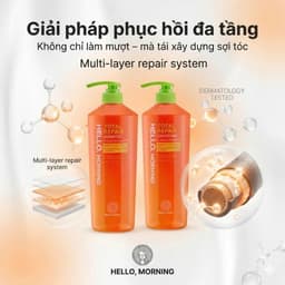 Dầu Gội Hello, Morning 600mlx2–Phục Hồi Hư Tổn, Làm Sạch Da Đầu, Giữ Màu Tóc Nhuộm, Tạo Độ Phồng Tóc 5