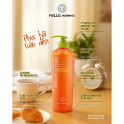 Cặp Dầu Gội Xả Phục Hồi Tóc Hư Tổn Hello Morning Total Repair 600ml x2 - Phục Hồi Giảm Gãy Rụng 3
