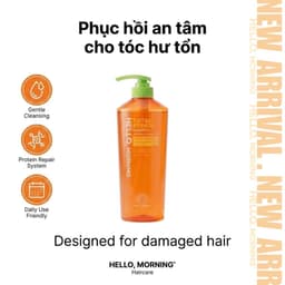 Cặp Dầu Gội Xả Phục Hồi Tóc Hư Tổn Hello Morning Total Repair 600ml x2 - Phục Hồi Giảm Gãy Rụng 6