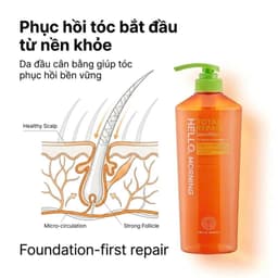 Cặp Dầu Gội Xả Phục Hồi Tóc Hư Tổn Hello Morning Total Repair 600ml x2 - Phục Hồi Giảm Gãy Rụng 9