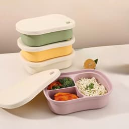 Hộp đựng cơm silicon 3 ngăn cap cấp có nắp đậy. Hộp bento văn phòng chia ngăn chịu nhiệt tốt an toàn sử dụng - Majehome 7