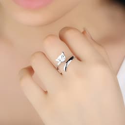 ( 2 Mẫu ) Nhẫn Hồ Ly Bạc Đính Đá Cao Cấp – Nhẫn Nữ Hot Trend Có Thể Điều Chỉnh Kích Cỡ 7