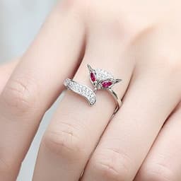 ( 2 Mẫu ) Nhẫn Hồ Ly Bạc Đính Đá Cao Cấp – Nhẫn Nữ Hot Trend Có Thể Điều Chỉnh Kích Cỡ 6