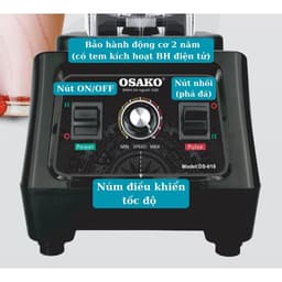 Máy xay sinh tố công nghiệp Osako DS618 1680W, cối 1.75L dùng cho kinh doanh quán sinh tố, cà phê...xay đá, rau má, 2
