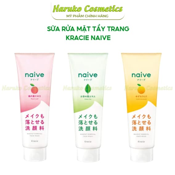 Sữa rửa mặt tẩy trang Kracie Naive 130g - Dưỡng ẩm/Làm sạch lỗ chân lông/Dưỡng ẩm sâu