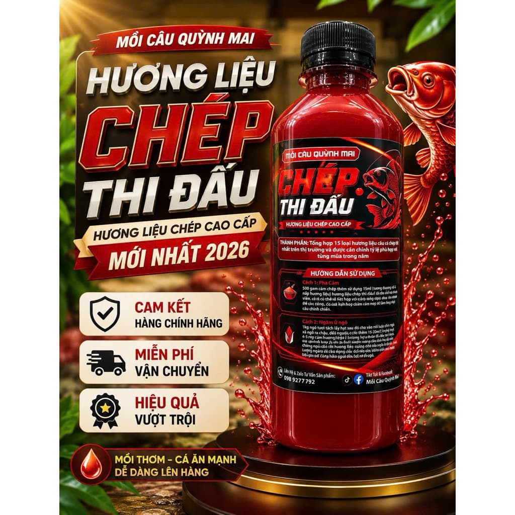 Hương liệu Chép Thi Đấu cao cấp tổng hợp 13 vị chuyên cá chép cao cấp mùa hè năm 2026 siêu thơm siêu đậm đặc