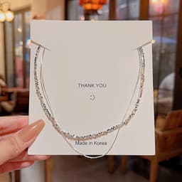 Dây Chuyền Bạc 2 Tầng Thiết Kế Layer Hạt Bi Kết Hợp Xích Mảnh Thanh Lịch, Vòng Cổ Choker Nữ Phong Cách Hàn Quốc Tinh Tế 3