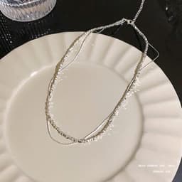 Dây Chuyền Bạc 2 Tầng Thiết Kế Layer Hạt Bi Kết Hợp Xích Mảnh Thanh Lịch, Vòng Cổ Choker Nữ Phong Cách Hàn Quốc Tinh Tế 4