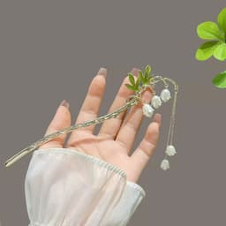 Trâm Cài Tóc Cổ Trang Hình Hoa Linh Lan Ngọc Trai Tua Rua Thanh Lịch, Trâm Búi Tóc Cách Điệu Phong Cách Trung Hoa Nhẹ Nh 2