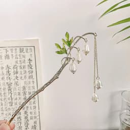 Trâm Cài Tóc Cổ Trang Hình Hoa Linh Lan Ngọc Trai Tua Rua Thanh Lịch, Trâm Búi Tóc Cách Điệu Phong Cách Trung Hoa Nhẹ Nh 8