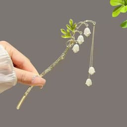 Trâm Cài Tóc Cổ Trang Hình Hoa Linh Lan Ngọc Trai Tua Rua Thanh Lịch, Trâm Búi Tóc Cách Điệu Phong Cách Trung Hoa Nhẹ Nh 5