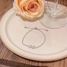 Lắc Tay Bạc Nữ Đính Đá Zircon Cánh Bướm Lấp Lánh Dáng Mảnh Thanh Lịch, Vòng Tay Chống Gỉ Phong Cách Hàn Quốc Quà Tặng Ti 2