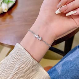 Lắc Tay Bạc Nữ Đính Đá Zircon Cánh Bướm Lấp Lánh Dáng Mảnh Thanh Lịch, Vòng Tay Chống Gỉ Phong Cách Hàn Quốc Quà Tặng Ti 1