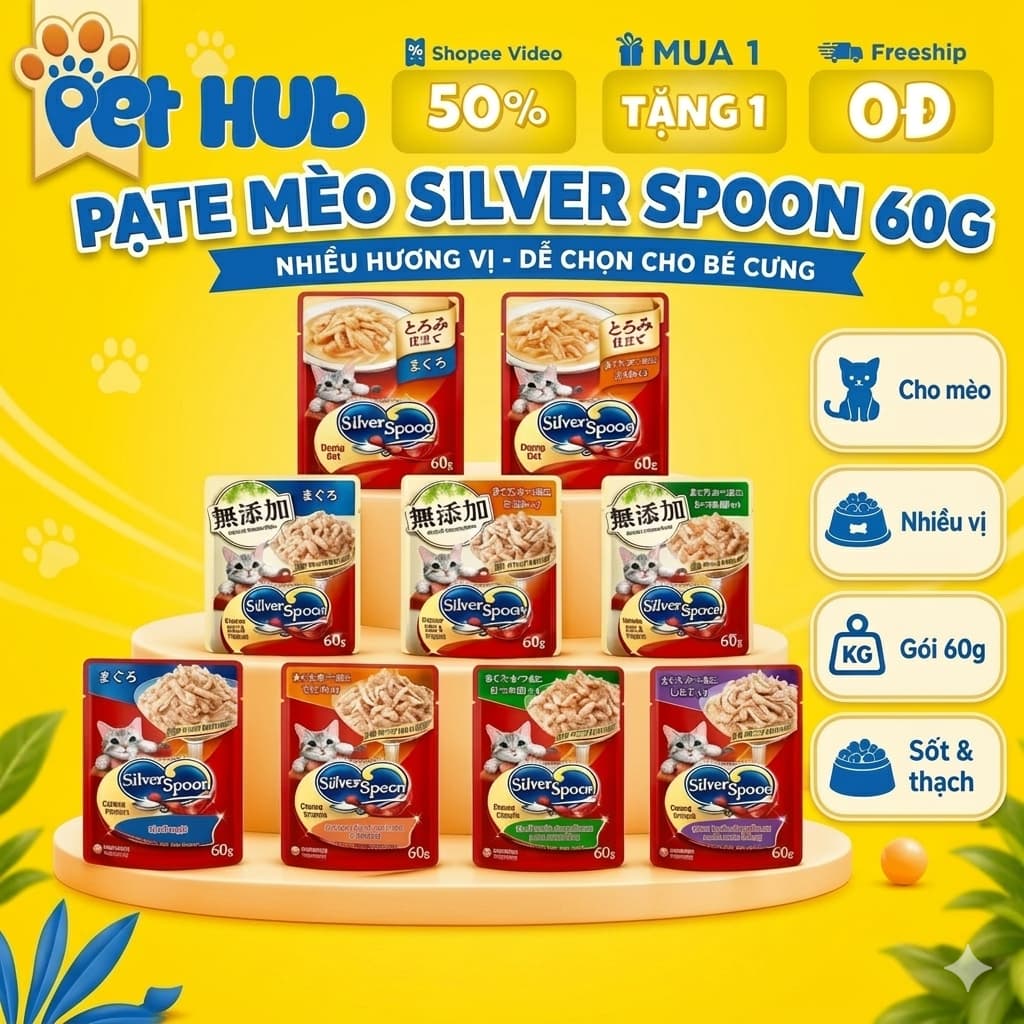 Pate Silver Spoon Gói 60g, Hương Vị Thật Omakase Từ NHẬT BẢN, Thơm Ngon, Dễ Tiêu Hóa