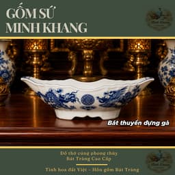 Bát Thuyền Đựng Gà Cúng Nguyên Con 31cm Sứ Bát Tràng, Bát Thả Gà Lòng Sâu Có Chân Đế Dùng Thắp Hương Gia Tiên 3