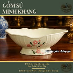Bát Thuyền Đựng Gà Cúng Nguyên Con 31cm Sứ Bát Tràng, Bát Thả Gà Lòng Sâu Có Chân Đế Dùng Thắp Hương Gia Tiên 2